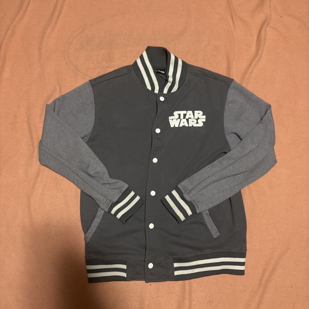 Men's Gray Star Wars Varsity Jacket Size Small (34/36) EUC